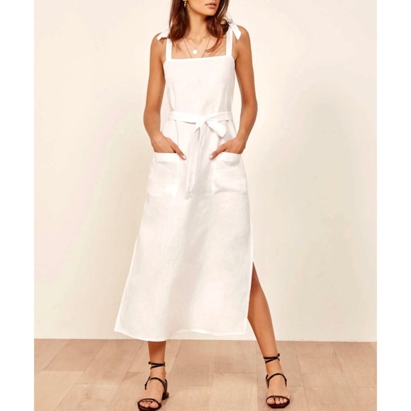 Reformation Dresses & Skirts - SOLD Reformation Linen Dress XL XXL White Midi Sundress Elliot EUC